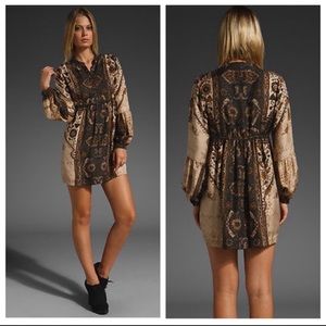 Twelfth Street Cynthia Vincent Chakra 100% Silk Long Sleeve Mini Dress Size M